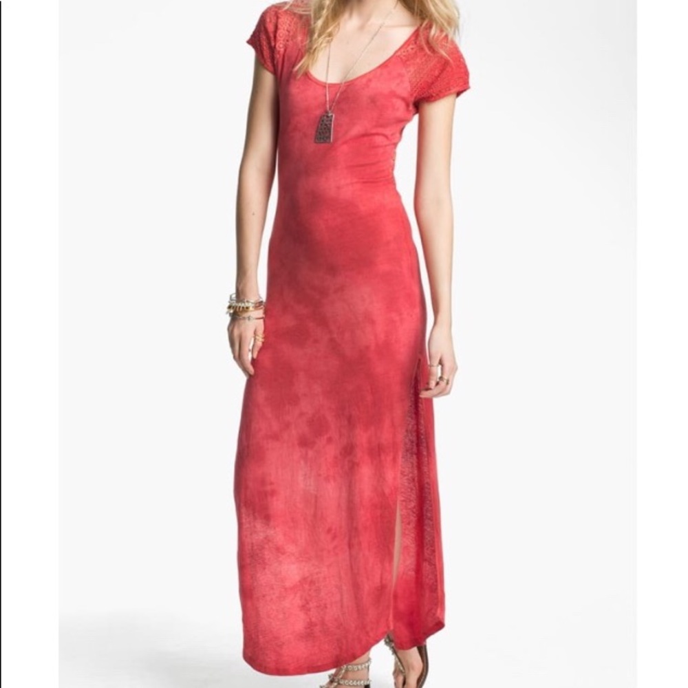 Free People Red Tie Dye Maxi Dress